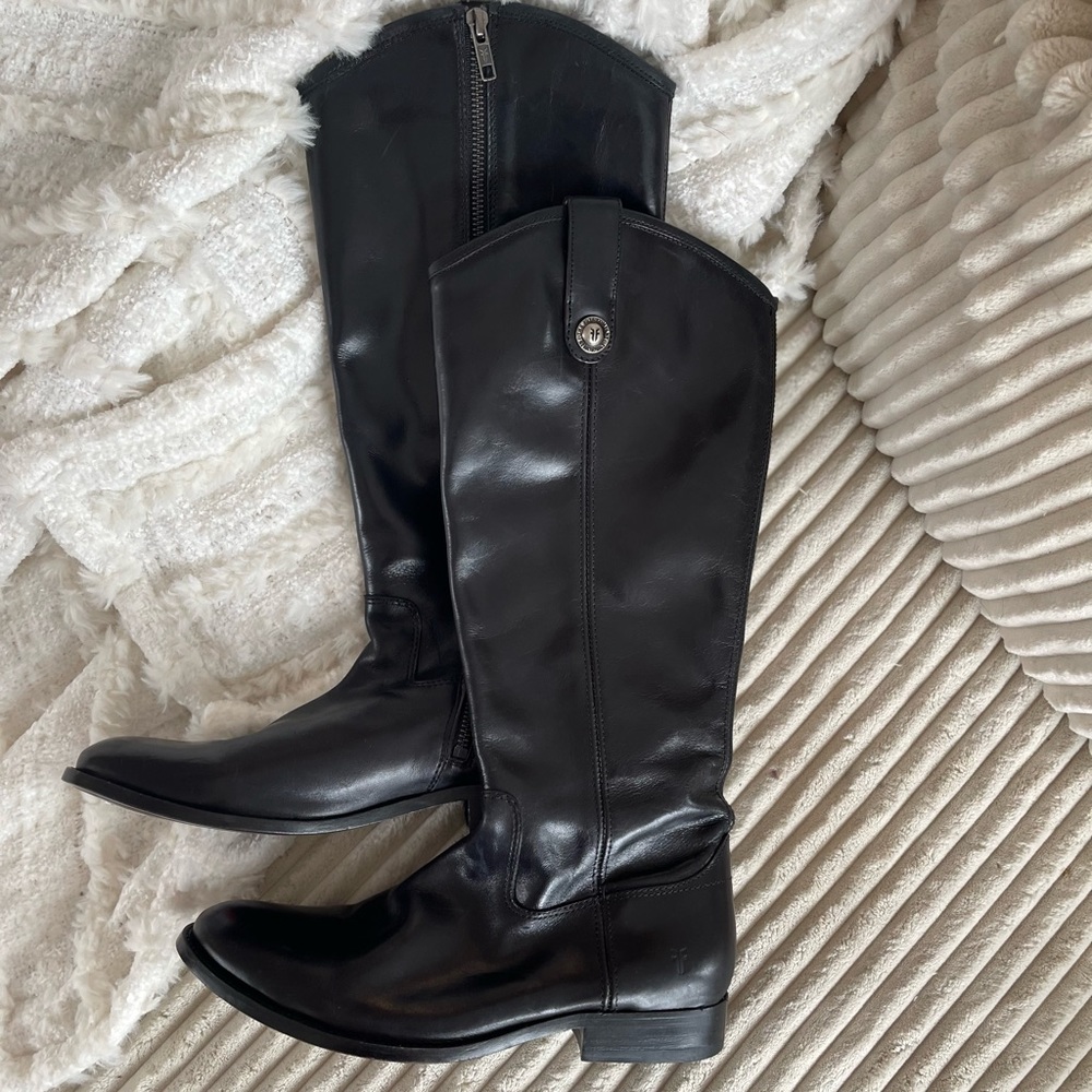 Frye pull on tall leather boot. Black. Never worn. Brand new without box